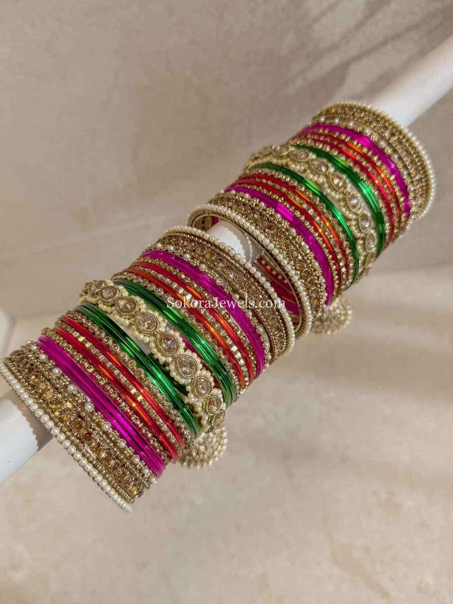 Multicolour Bridal Bangle Set - SOKORA JEWELSMulticolour Bridal Bangle SetBANGLES