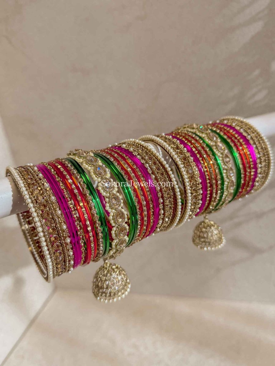 Multicolour Bridal Bangle Set - SOKORA JEWELSMulticolour Bridal Bangle SetBANGLES
