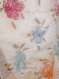 Multicolour Floral Dupatta - Embellished Net Occasion Dupatta - SOKORA JEWELSMulticolour Floral Dupatta - Embellished Net Occasion Dupatta
