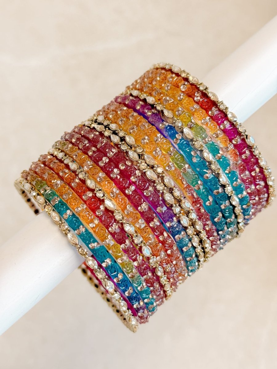 Multicolour Glass Bangle set - SOKORA JEWELSMulticolour Glass Bangle setBANGLES