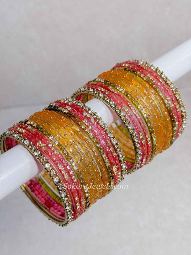Multicolour Glass Bangle set - 2.8 - SOKORA JEWELSMulticolour Glass Bangle set - 2.8BANGLES