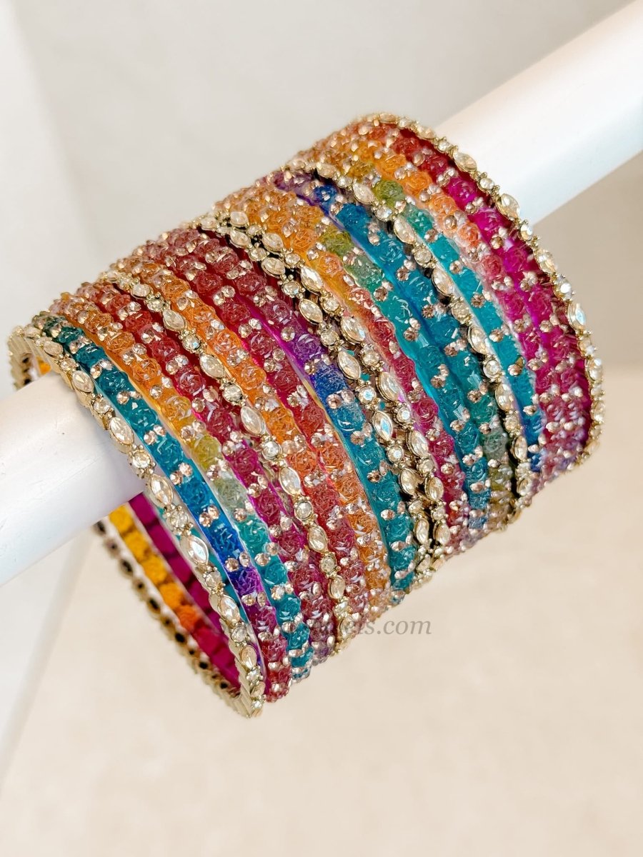 Multicolour Glass Bangle set - SOKORA JEWELSMulticolour Glass Bangle setBANGLES