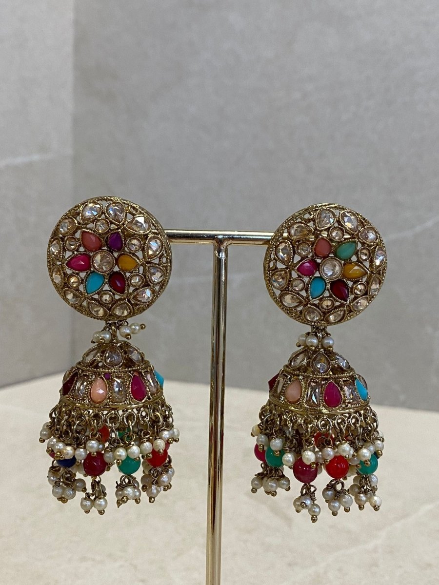 Multicolour Jhumka Earrings - SOKORA JEWELSMulticolour Jhumka Earrings