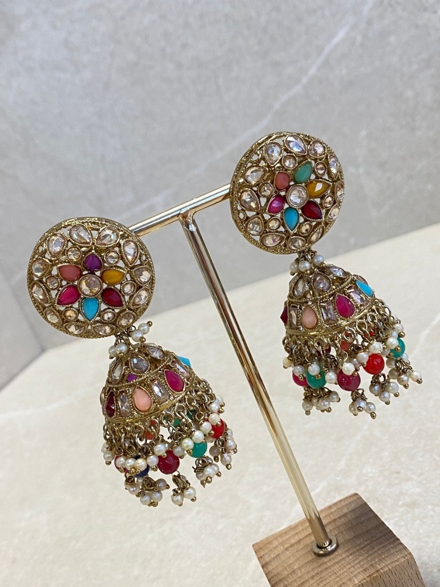Multicolour Jhumka Earrings - SOKORA JEWELSMulticolour Jhumka Earrings
