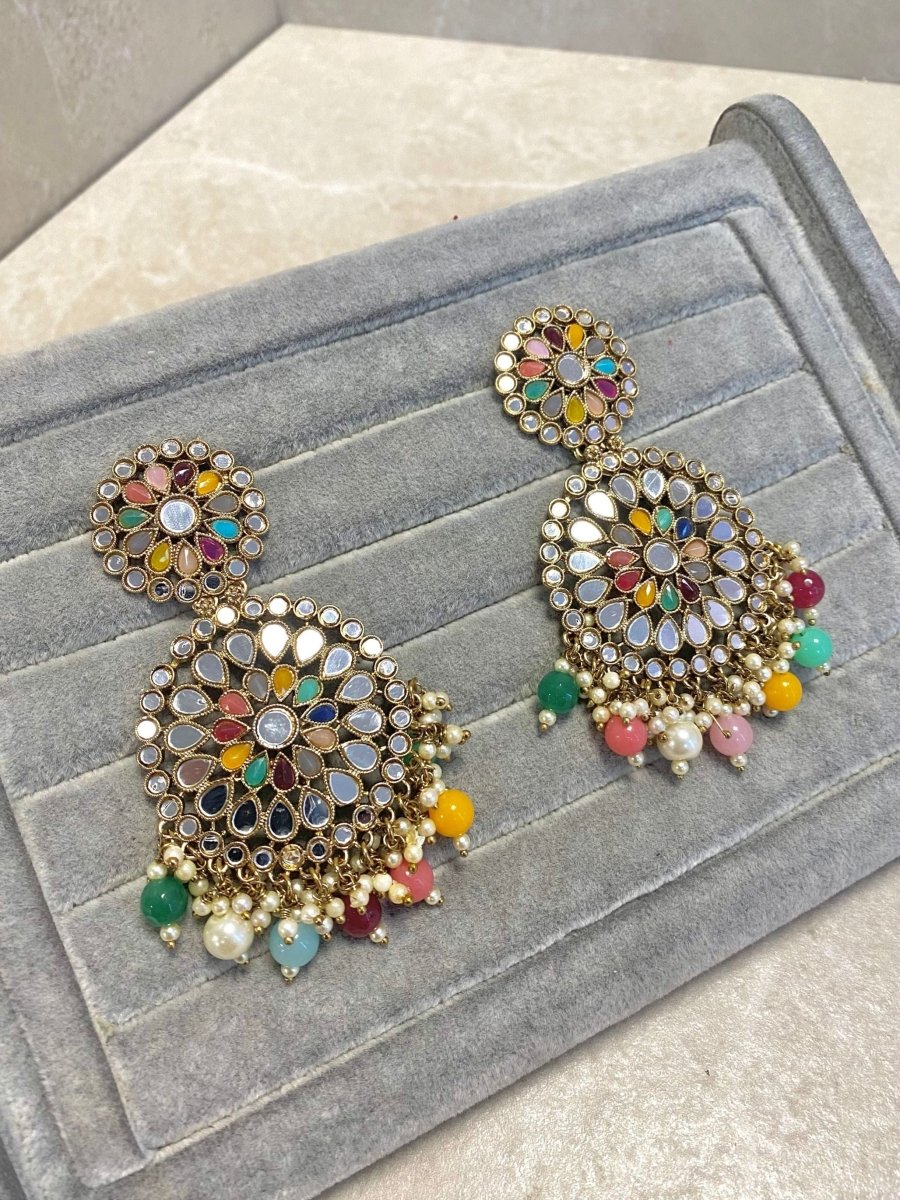 Multicolour Mirrored Drop Earrings - SOKORA JEWELSMulticolour Mirrored Drop Earrings