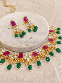 Multicolour Pachi Kundan Set - Green - SOKORA JEWELSMulticolour Pachi Kundan Set - GreenNECKLACE SETS