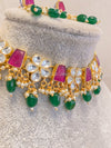 Multicolour Pachi Kundan Set - Green - SOKORA JEWELSMulticolour Pachi Kundan Set - GreenNECKLACE SETS