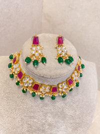 Multicolour Pachi Kundan Set - Green - SOKORA JEWELSMulticolour Pachi Kundan Set - GreenNECKLACE SETS