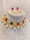 Multicolour Pachi Kundan Set - Pearl - SOKORA JEWELSMulticolour Pachi Kundan Set - PearlNECKLACE SETS