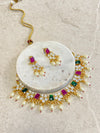 Multicolour Pachi Kundan Set - Pearl - SOKORA JEWELSMulticolour Pachi Kundan Set - PearlNECKLACE SETS