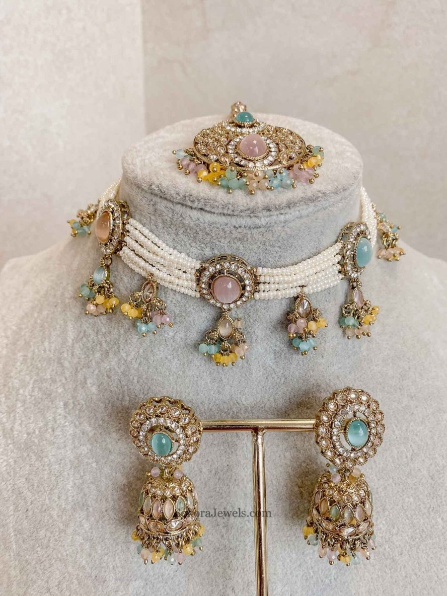 Multicolour Raveen Choker Set - 5 Options - SOKORA JEWELSMulticolour Raveen Choker Set - 5 Options