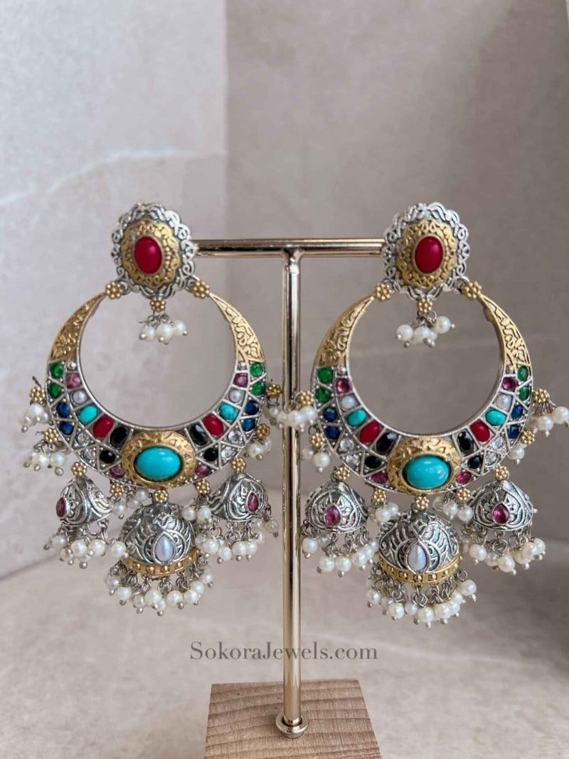 Multigem Tribal Earrings - SOKORA JEWELSMultigem Tribal Earrings