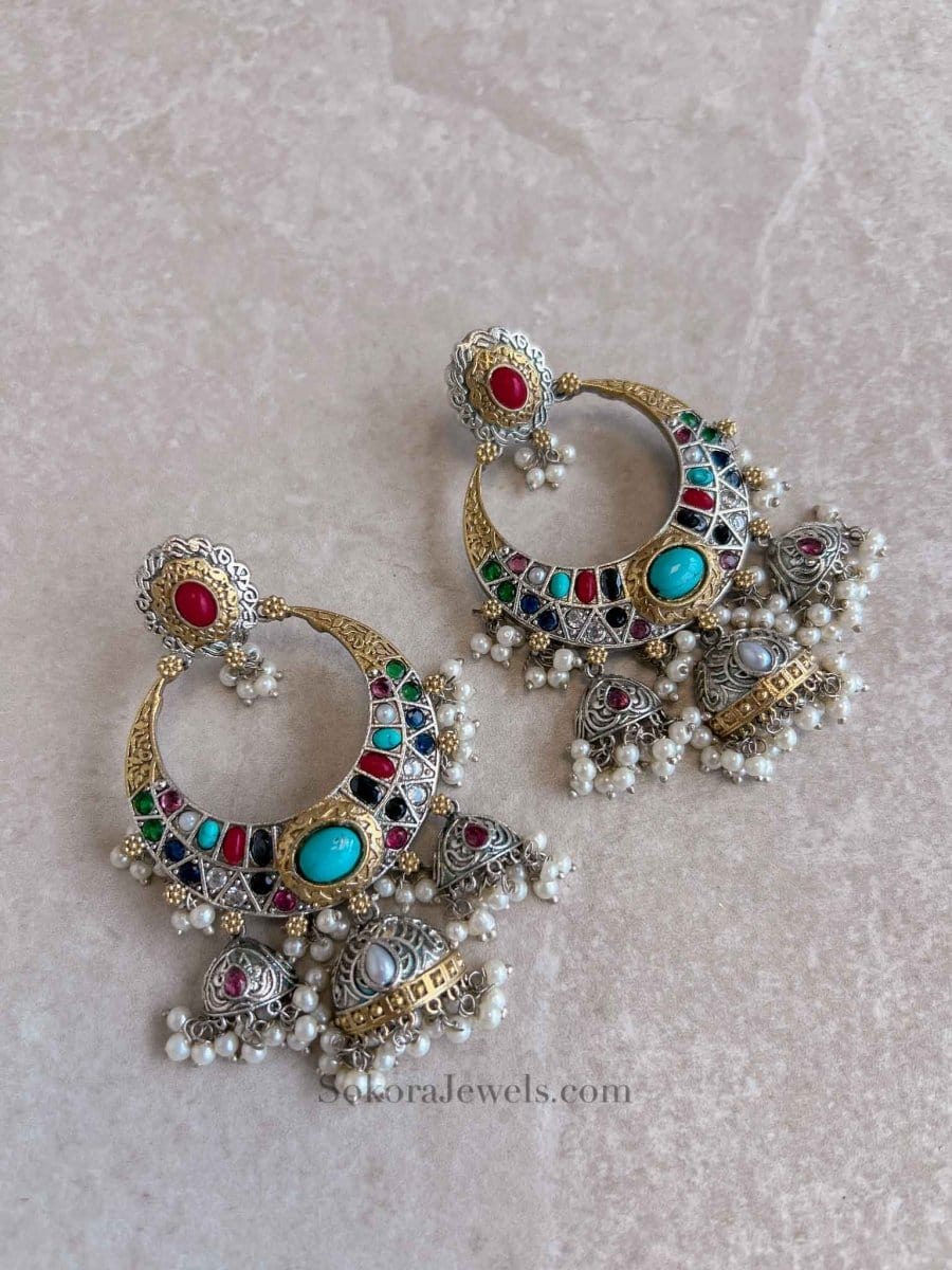 Multigem Tribal Earrings - SOKORA JEWELSMultigem Tribal Earrings
