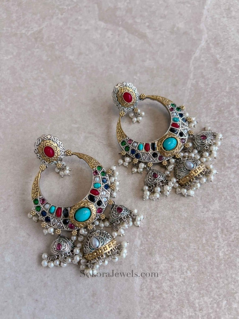Multigem Tribal Earrings - SOKORA JEWELSMultigem Tribal Earrings