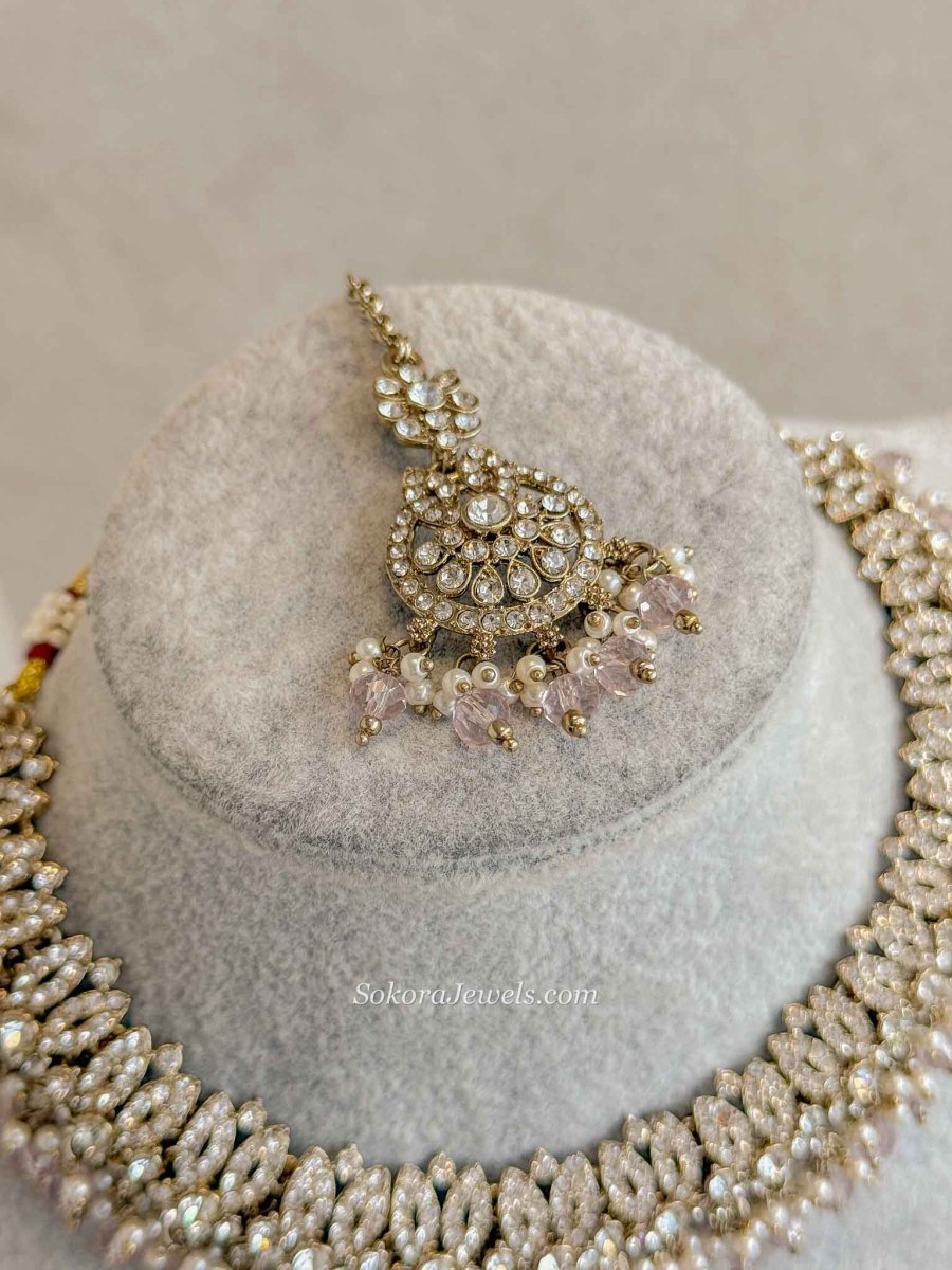 Mumtaz Clear Gold Necklace Set - SOKORA JEWELSMumtaz Clear Gold Necklace Set