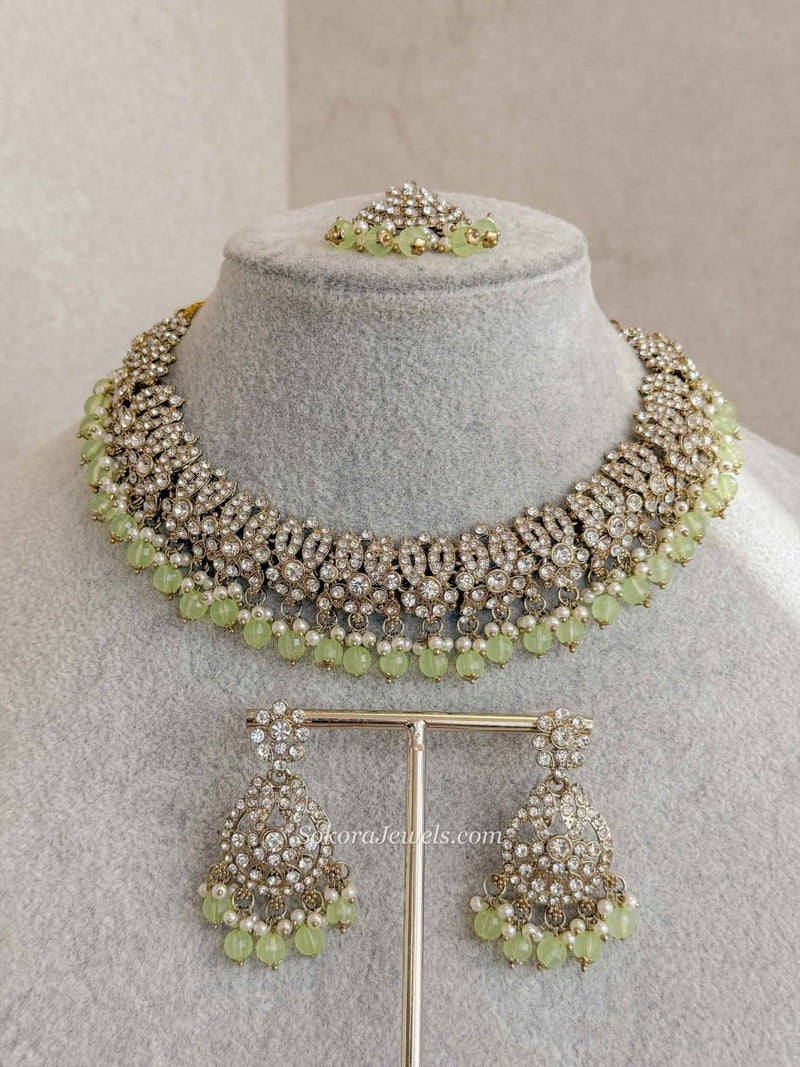 Mumtaz Clear Gold Necklace Set - SOKORA JEWELSMumtaz Clear Gold Necklace Set