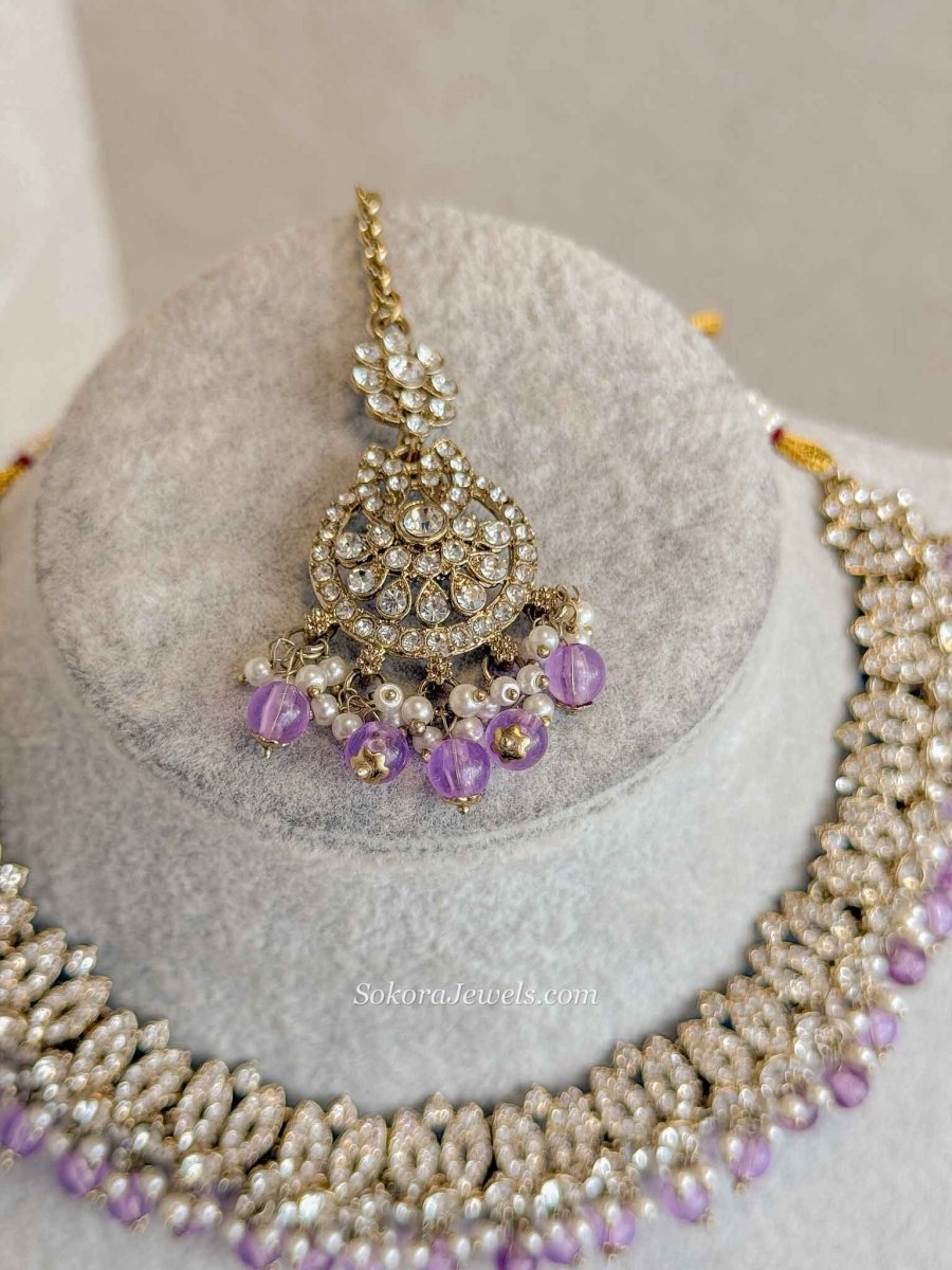 Mumtaz Clear Gold Necklace Set - SOKORA JEWELSMumtaz Clear Gold Necklace Set