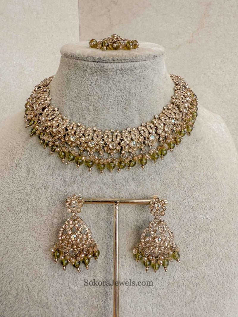 Mumtaz Golden Necklace Set - SOKORA JEWELSMumtaz Golden Necklace Set