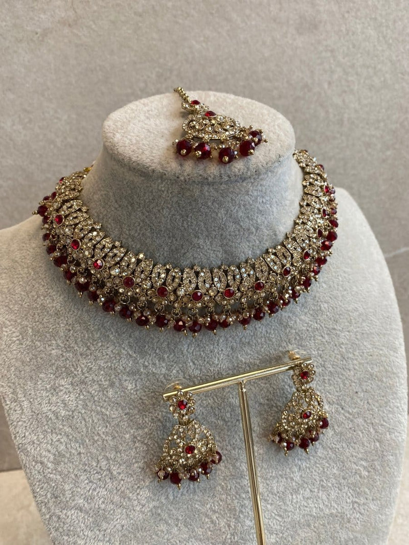 Mumtaz Golden Necklace Set - SOKORA JEWELSMumtaz Golden Necklace Set