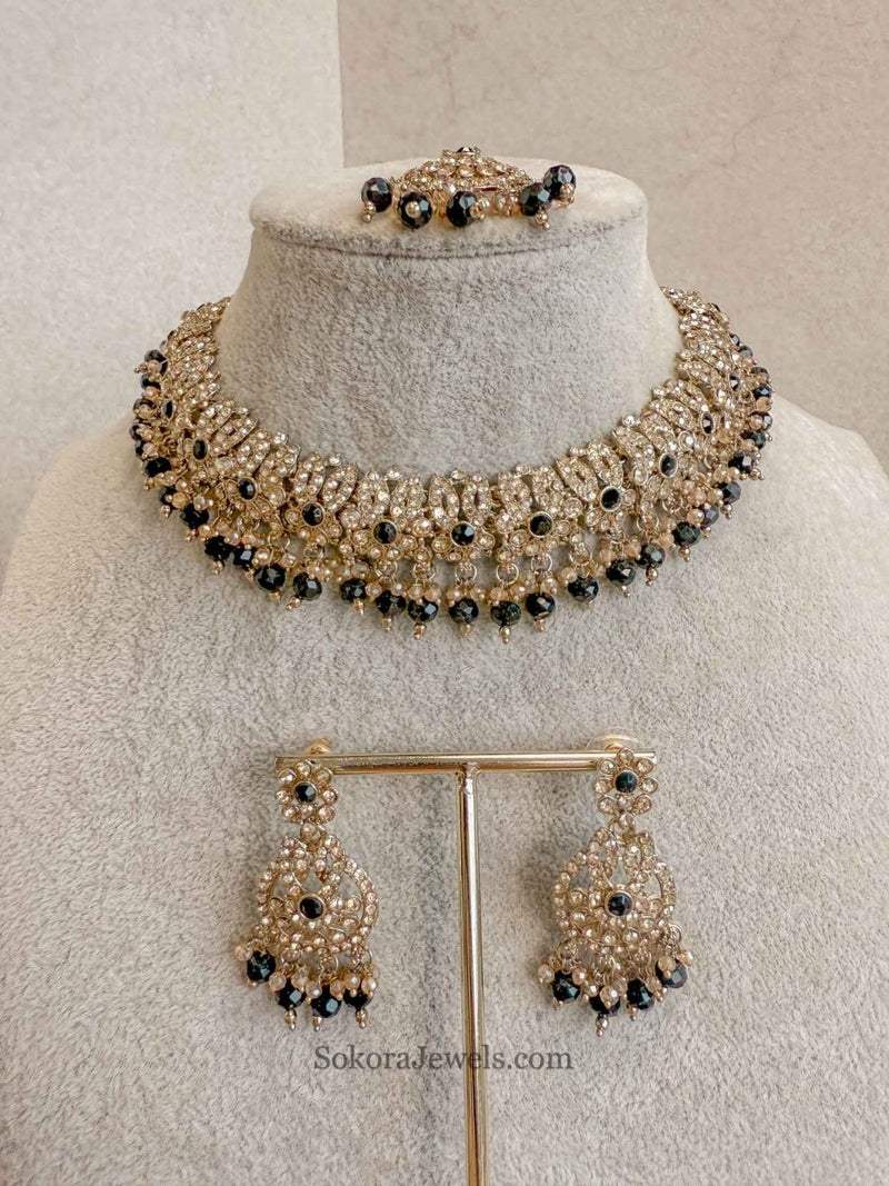 Mumtaz Golden Necklace Set - SOKORA JEWELSMumtaz Golden Necklace Set