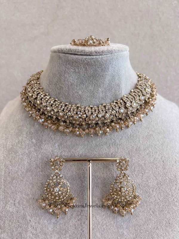 Mumtaz Golden Necklace Set - SOKORA JEWELSMumtaz Golden Necklace Set