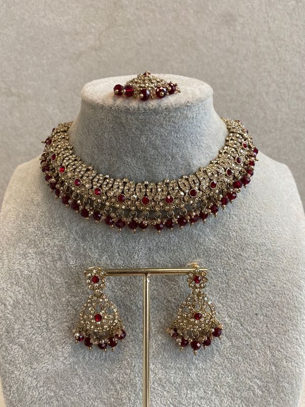 Mumtaz Golden Necklace Set - SOKORA JEWELSMumtaz Golden Necklace Set