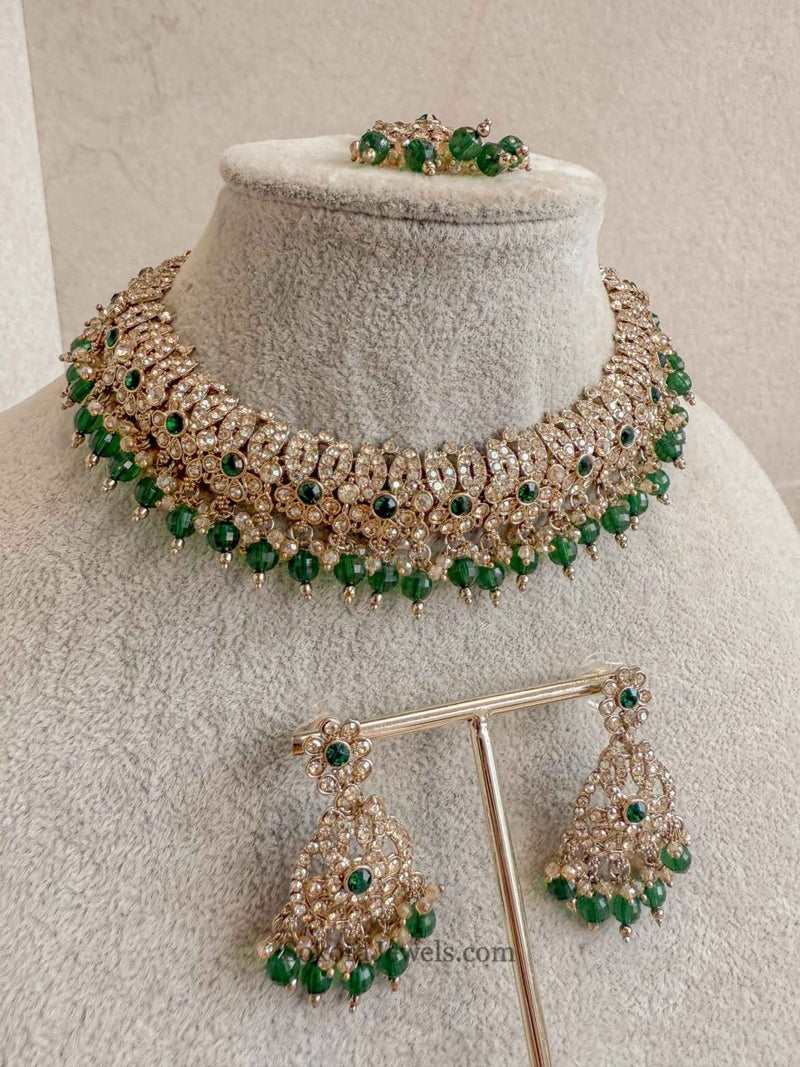 Mumtaz Golden Necklace Set - SOKORA JEWELSMumtaz Golden Necklace Set