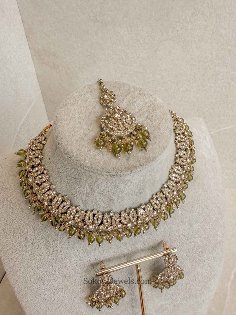 Mumtaz Golden Necklace Set - SOKORA JEWELSMumtaz Golden Necklace Set