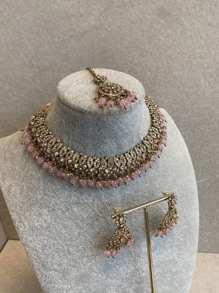 Mumtaz Golden Necklace Set - SOKORA JEWELSMumtaz Golden Necklace Set