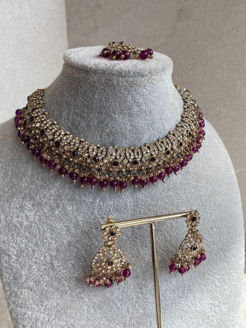 Mumtaz Golden Necklace Set - SOKORA JEWELSMumtaz Golden Necklace Set
