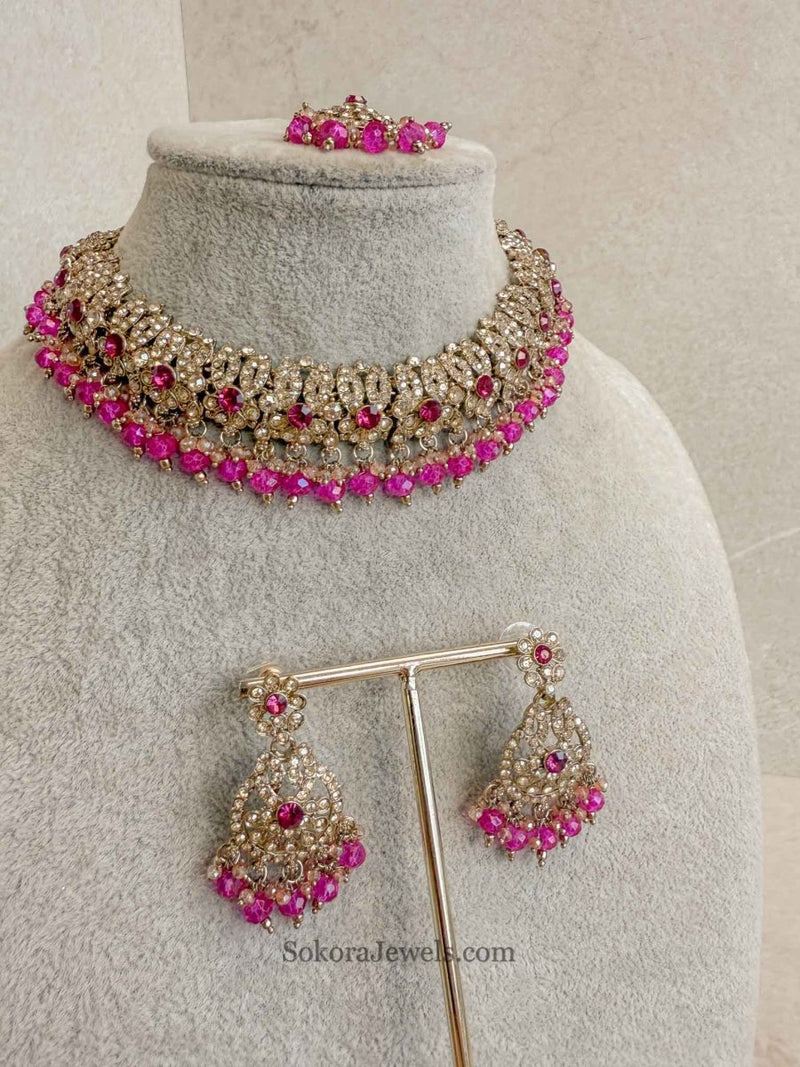 Mumtaz Golden Necklace Set - SOKORA JEWELSMumtaz Golden Necklace Set