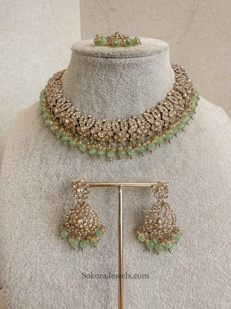 Mumtaz Golden Necklace Set - SOKORA JEWELSMumtaz Golden Necklace Set