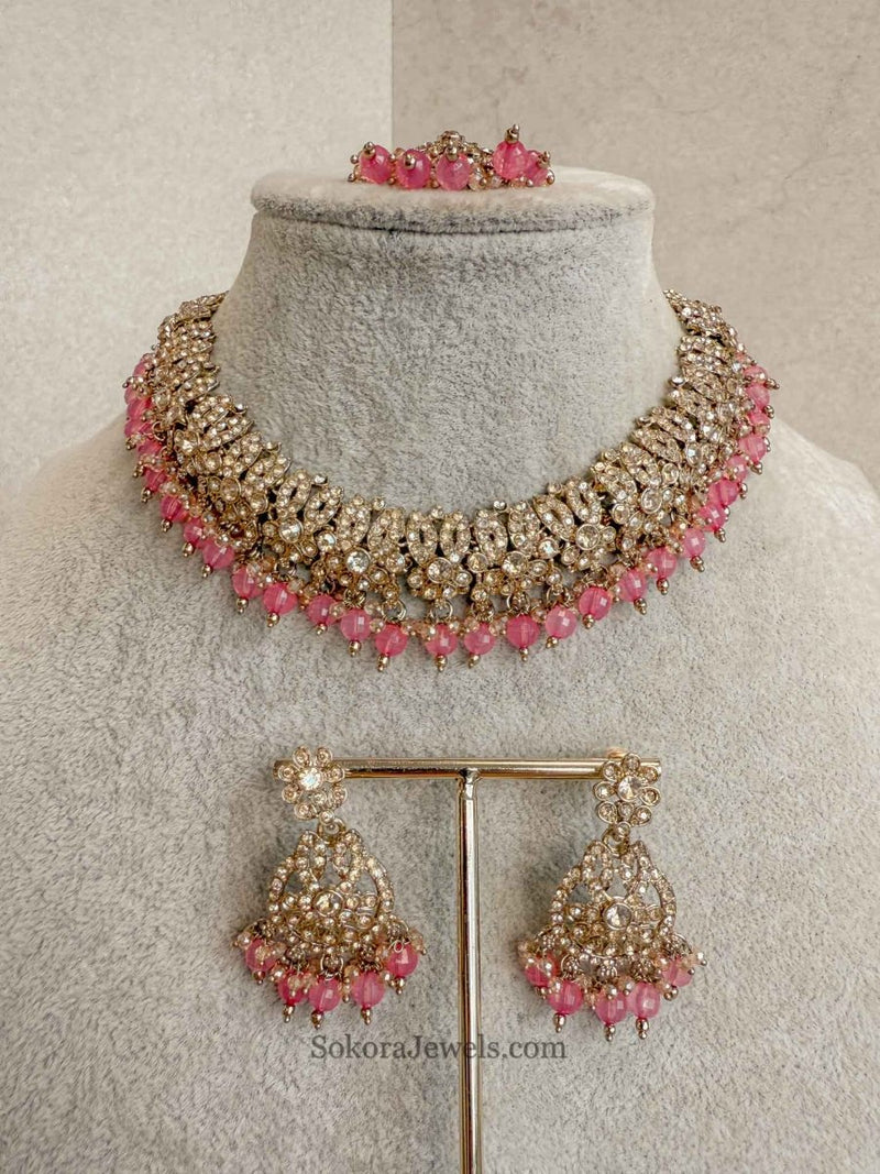 Mumtaz Golden Necklace Set - SOKORA JEWELSMumtaz Golden Necklace Set