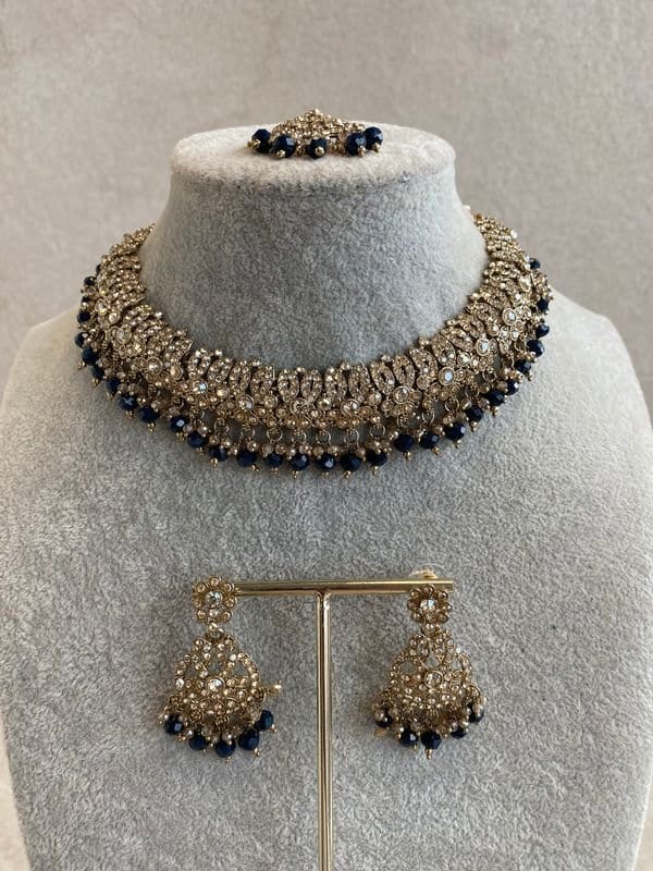 Mumtaz Golden Necklace Set - SOKORA JEWELSMumtaz Golden Necklace Set