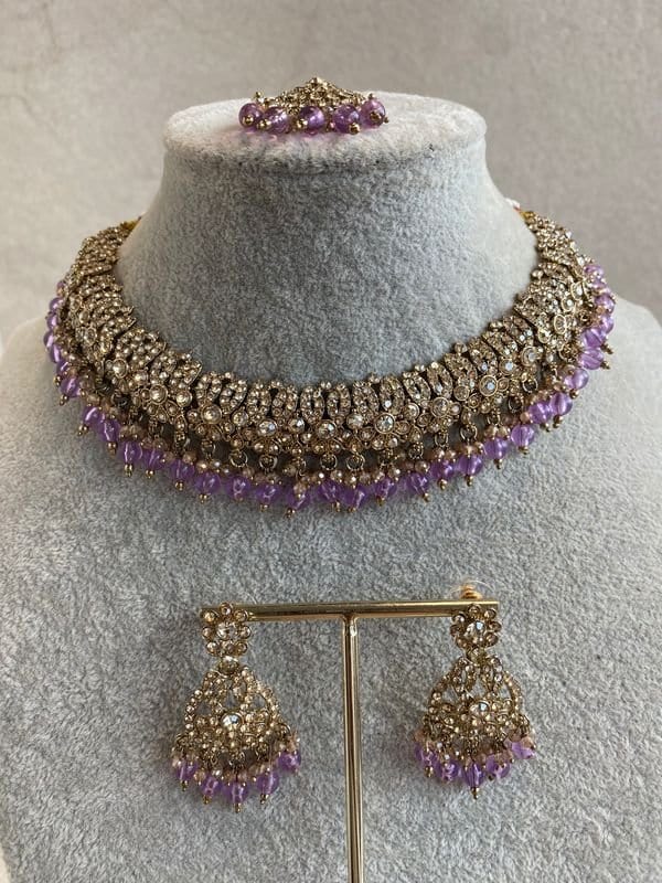 Mumtaz Golden Necklace Set - SOKORA JEWELSMumtaz Golden Necklace Set