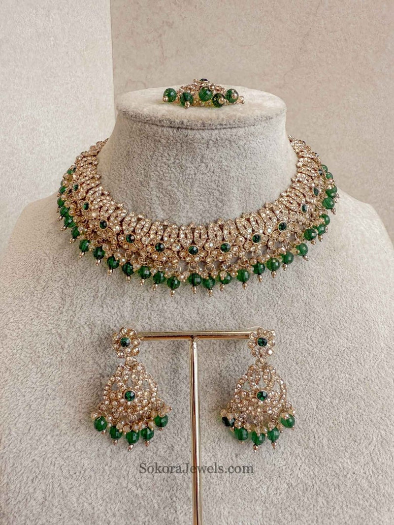 Mumtaz Golden Necklace Set - SOKORA JEWELSMumtaz Golden Necklace Set