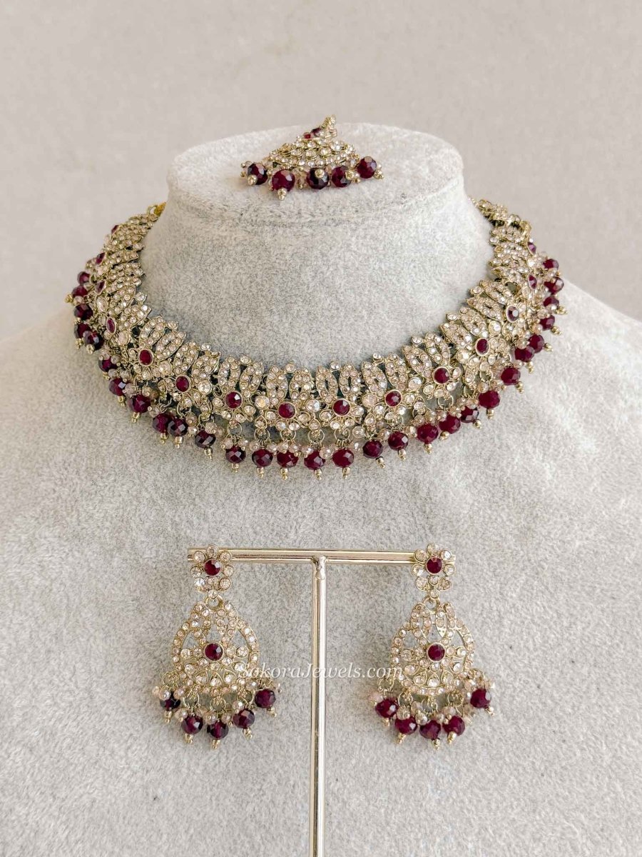 Mumtaz Golden Necklace Sets - SOKORA JEWELSMumtaz Golden Necklace Sets