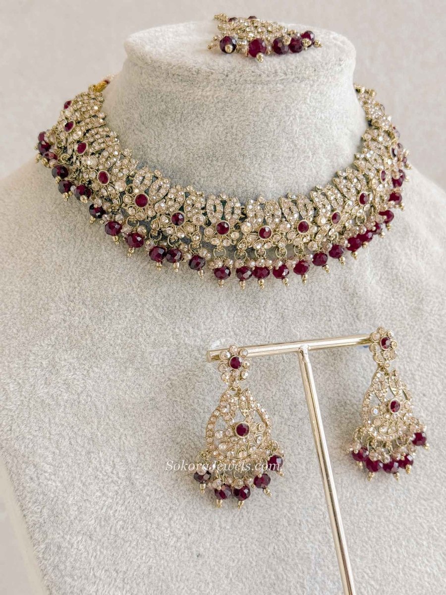 Mumtaz Golden Necklace Sets - SOKORA JEWELSMumtaz Golden Necklace Sets