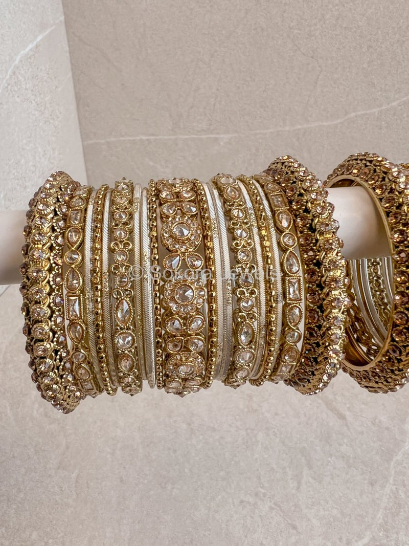 Myah Luxury Bridal Bangle set - Golden - SOKORA JEWELSMyah Luxury Bridal Bangle set - GoldenBANGLES