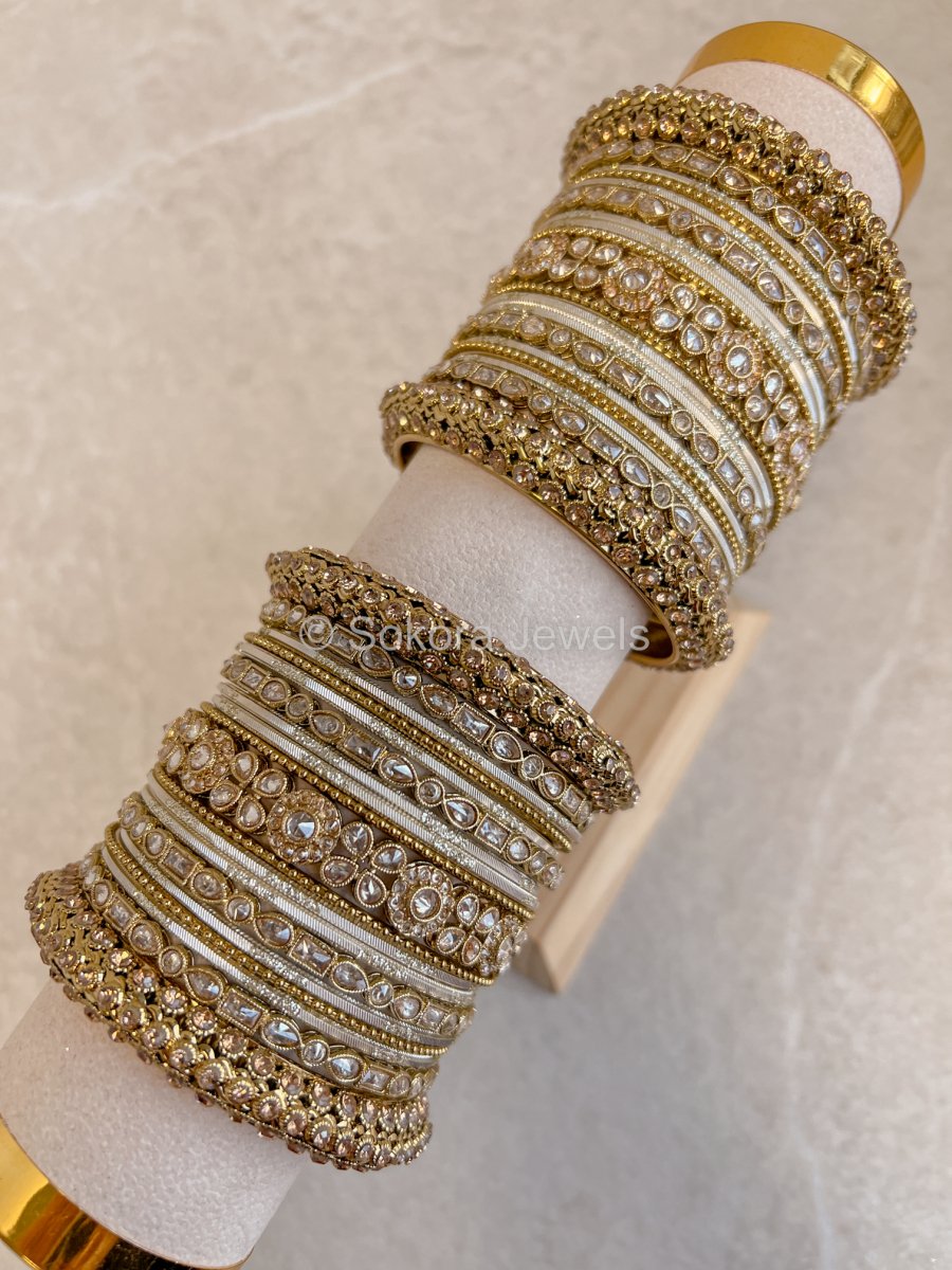 Myah Luxury Bridal Bangle set - Golden - SOKORA JEWELSMyah Luxury Bridal Bangle set - GoldenBANGLES