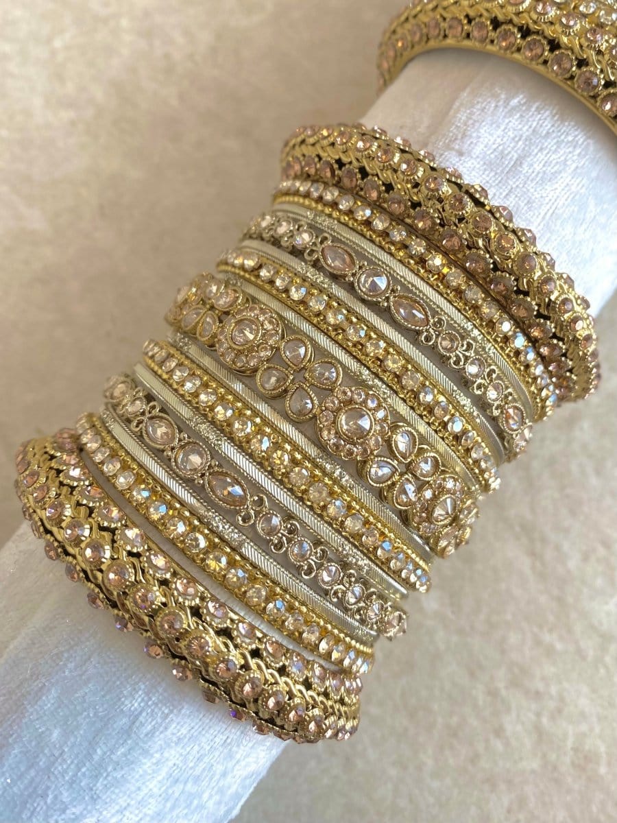 Myah Luxury Bridal Bangle set - Golden - SOKORA JEWELSMyah Luxury Bridal Bangle set - GoldenBANGLES