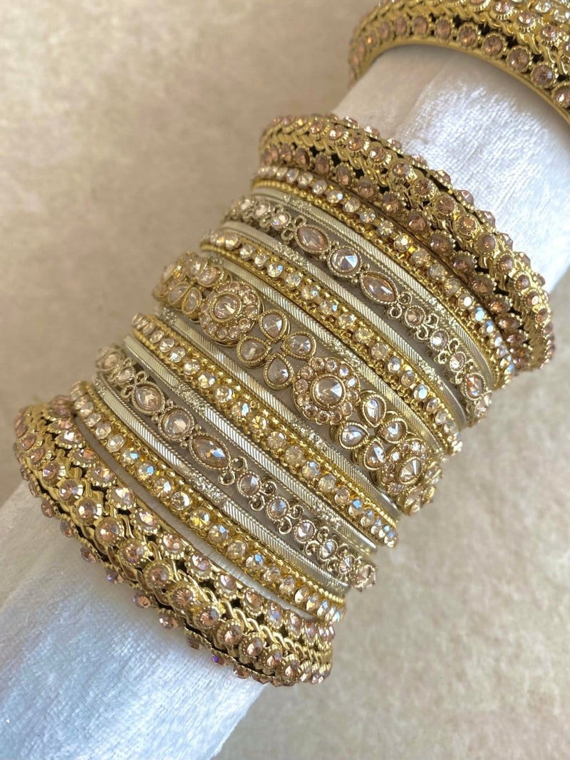 Myah Luxury Bridal Bangle set - Golden - SOKORA JEWELSMyah Luxury Bridal Bangle set - GoldenBANGLES