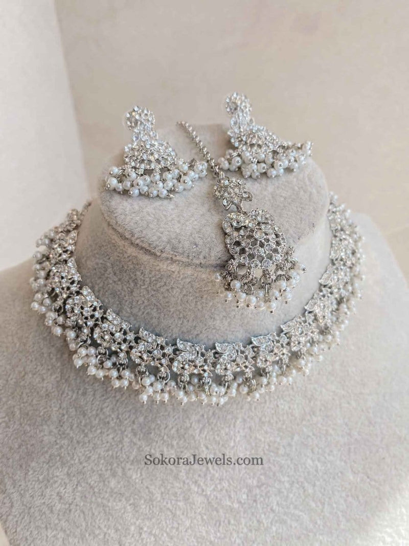 Nabeela Silver Necklace Sets - SOKORA JEWELSNabeela Silver Necklace Sets