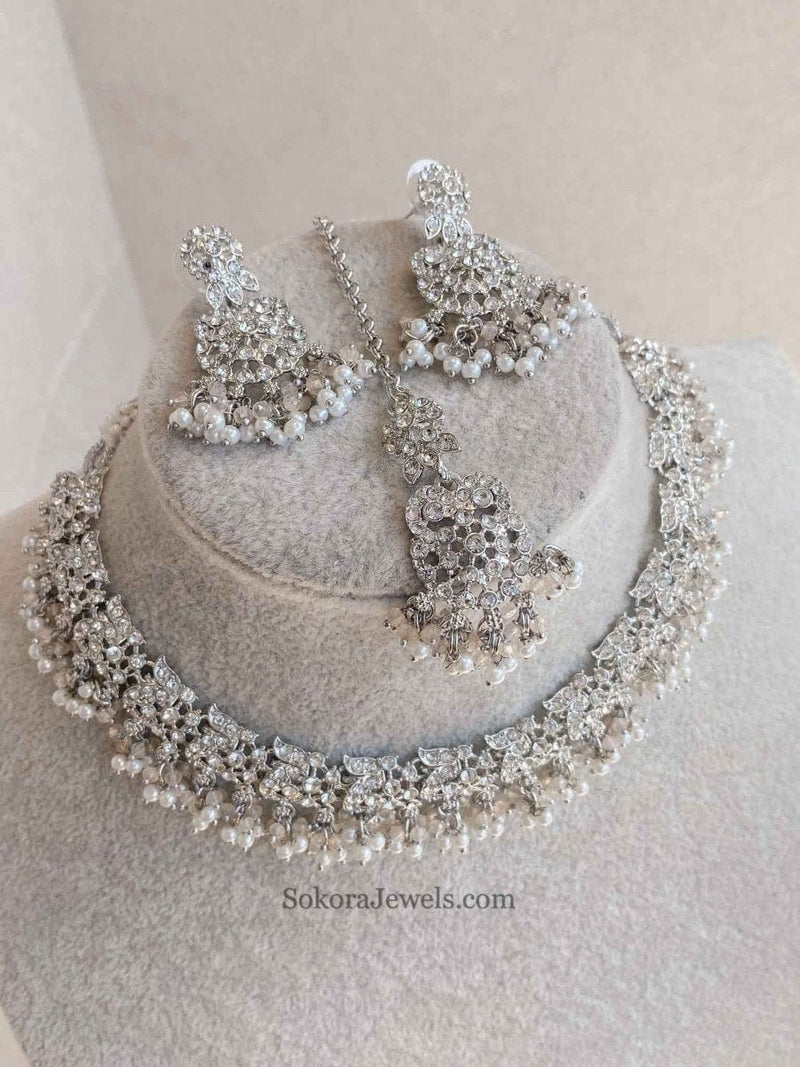 Nabeela Silver Necklace Sets - SOKORA JEWELSNabeela Silver Necklace Sets