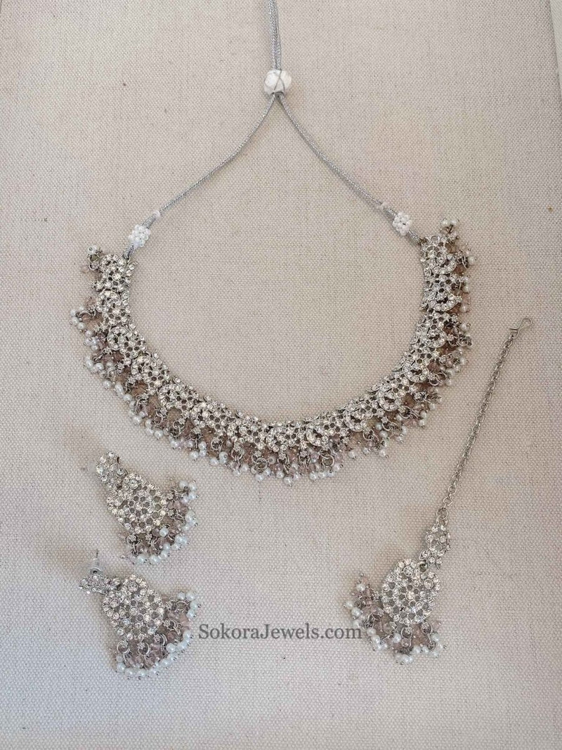 Nabeela Silver Necklace Sets - SOKORA JEWELSNabeela Silver Necklace Sets