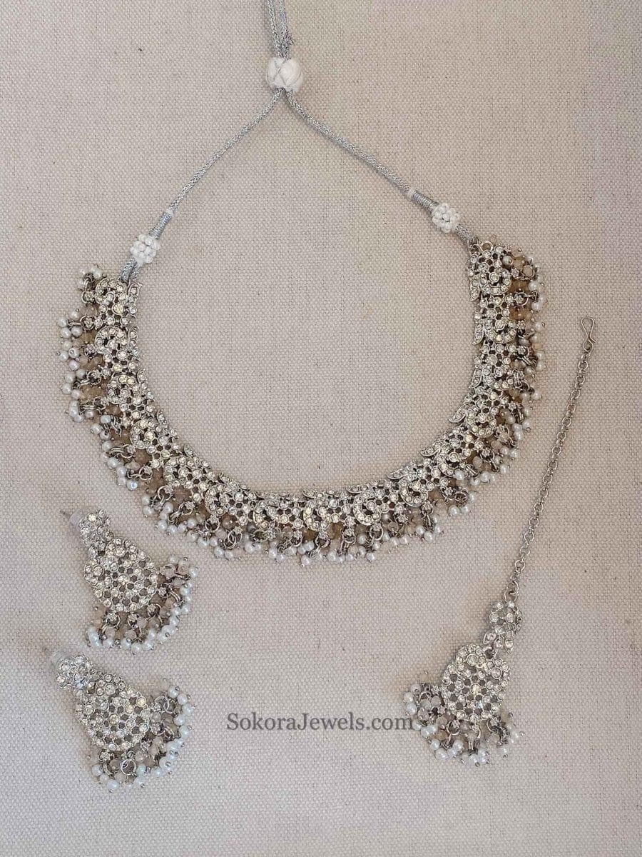 Nabeela Silver Necklace Sets - SOKORA JEWELSNabeela Silver Necklace Sets