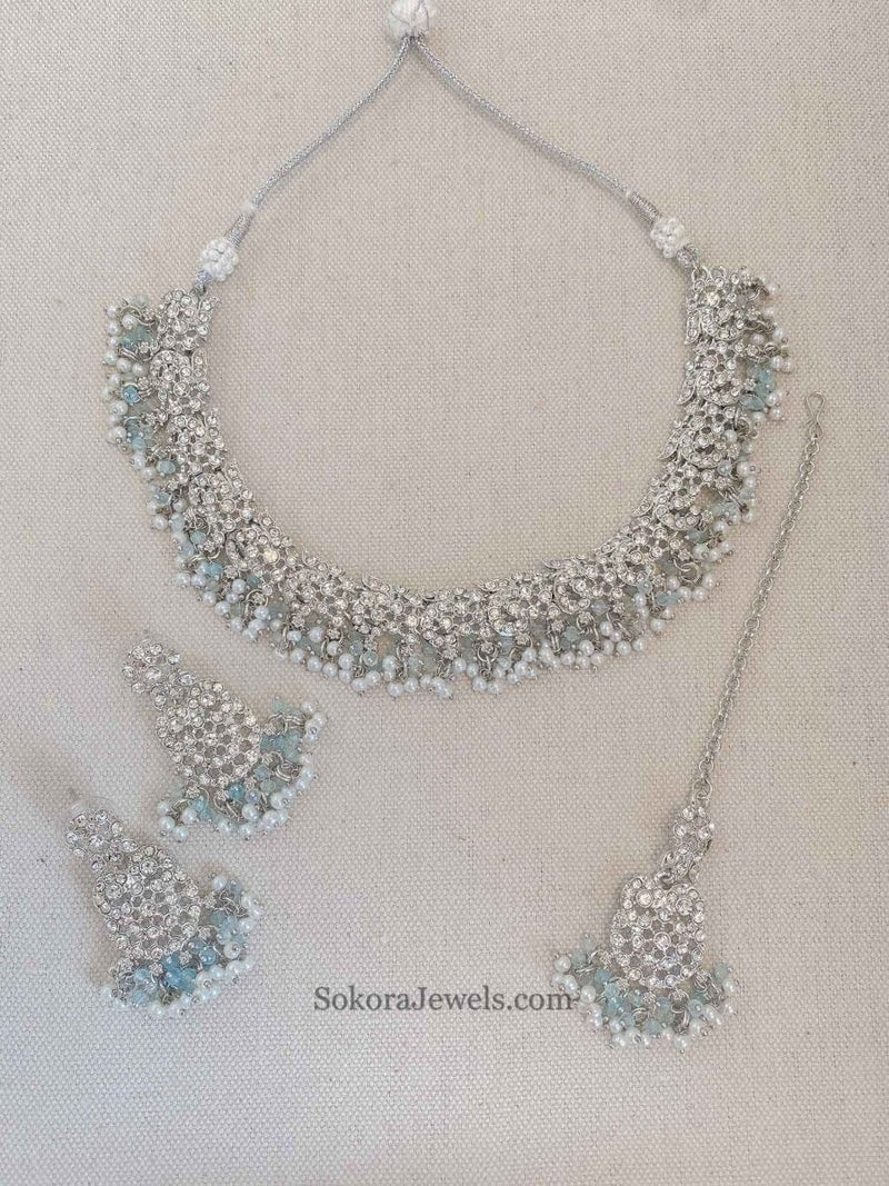 Nabeela Silver Necklace Sets - SOKORA JEWELSNabeela Silver Necklace Sets