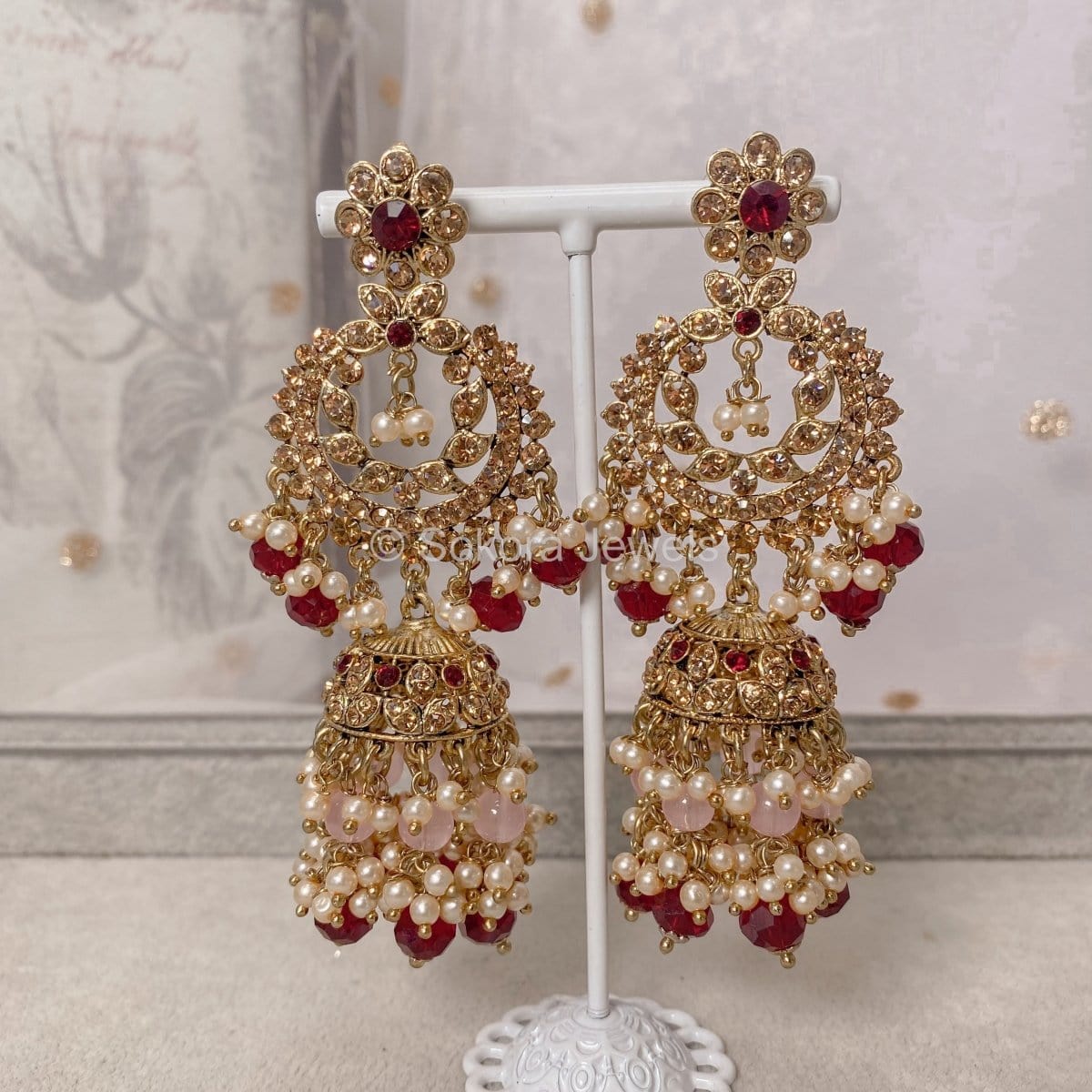 Jhumka Earrings Maroon Long Earrings Maroon Silk Thread Jhumka