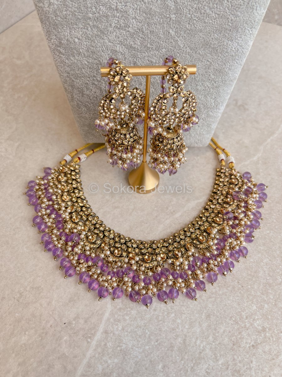 Nadia Necklace Set - Purple - SOKORA JEWELSNadia Necklace Set - Purple