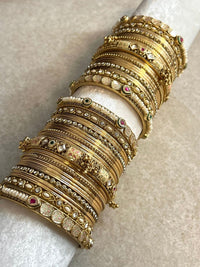 Nanditha Luxury Bangle stack - Gold - SOKORA JEWELSNanditha Luxury Bangle stack - GoldBANGLES